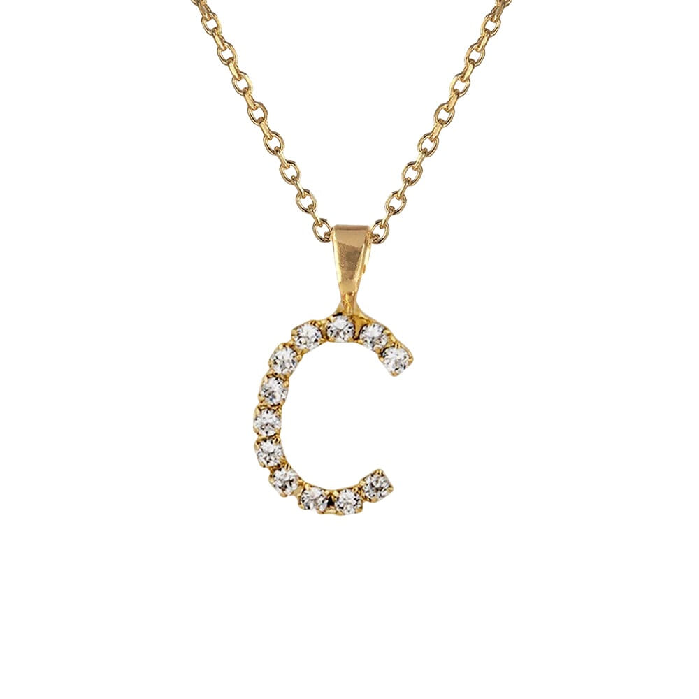 Letter Necklace Crystal C