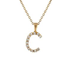 Letter Necklace Crystal C
