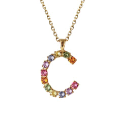Letter Necklace Gold - Rainbow Combo C
