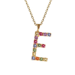 Letter Necklace Gold - Rainbow Combo E