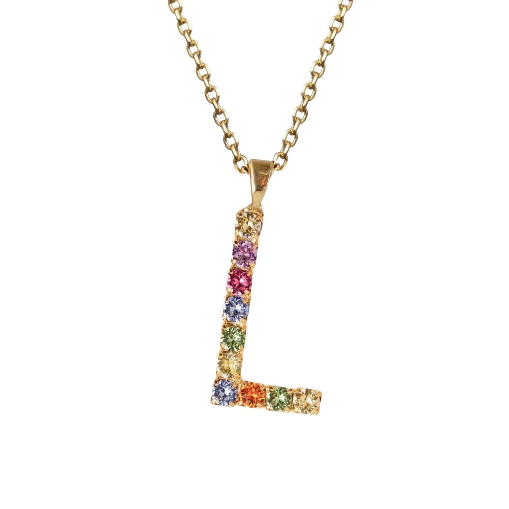 Letter Necklace Gold - Rainbow Combo L
