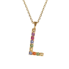 Letter Necklace Gold - Rainbow Combo L