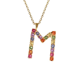 Letter Necklace Gold - Rainbow Combo M
