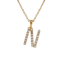 Letter Necklace Crystal N