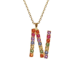 Letter Necklace Gold - Rainbow Combo N