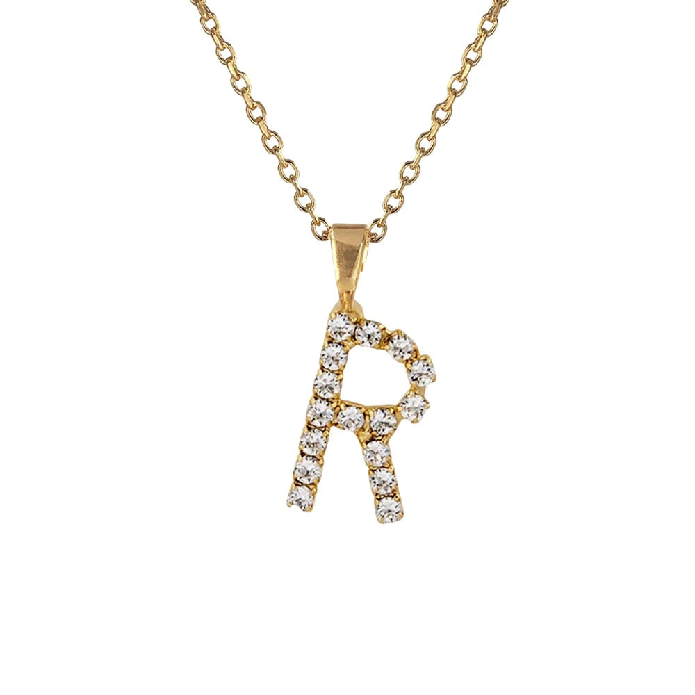 Caroline Svedbom Letter Necklace Crystal R smykker halskjede håndlaget bokstav anheng letter charm