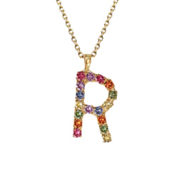 Letter Necklace Gold - Rainbow Combo R