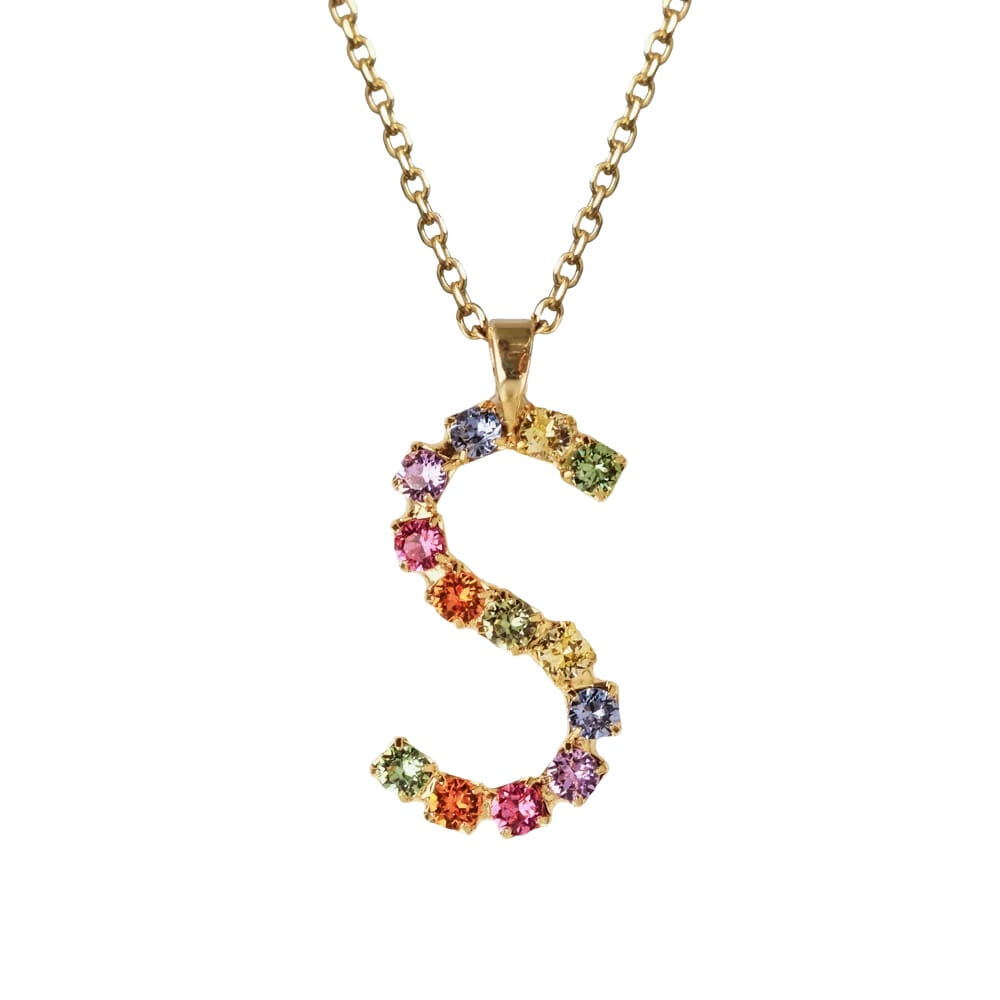 Letter Necklace Gold - Rainbow Combo S