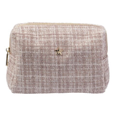 Dark Make-Up Pouch Small Warm Taupe Tweed