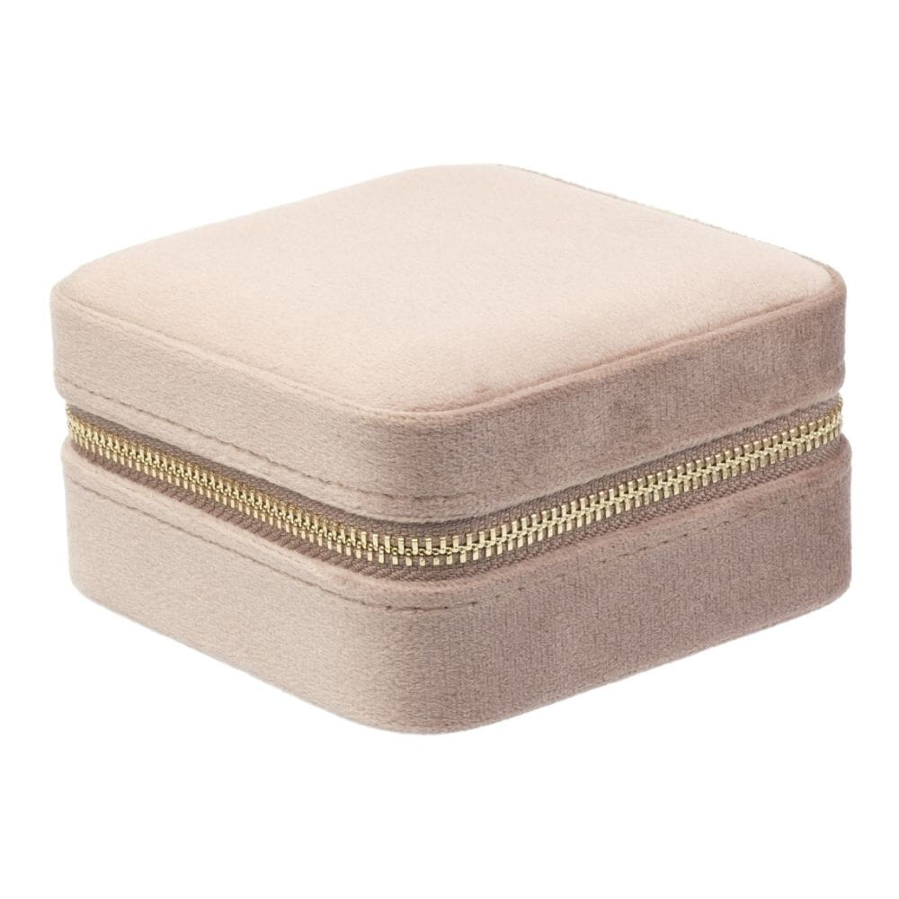 Dark Mini Jewellery Box Warm Taupe Velvet