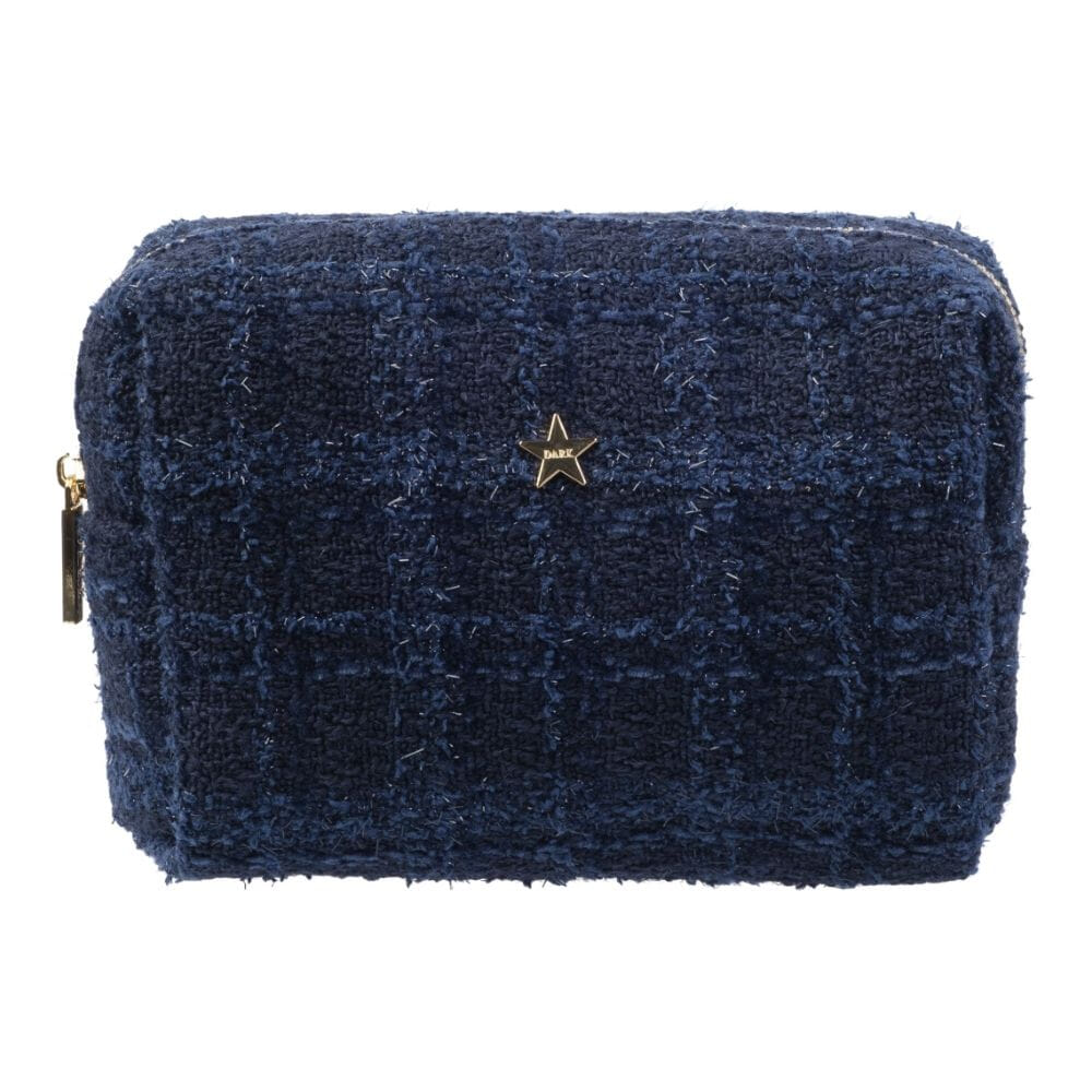 Dark Small Make-Up Pouch Dark Navy Blue Tweed