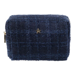 Dark Small Make-Up Pouch Dark Navy Blue Tweed