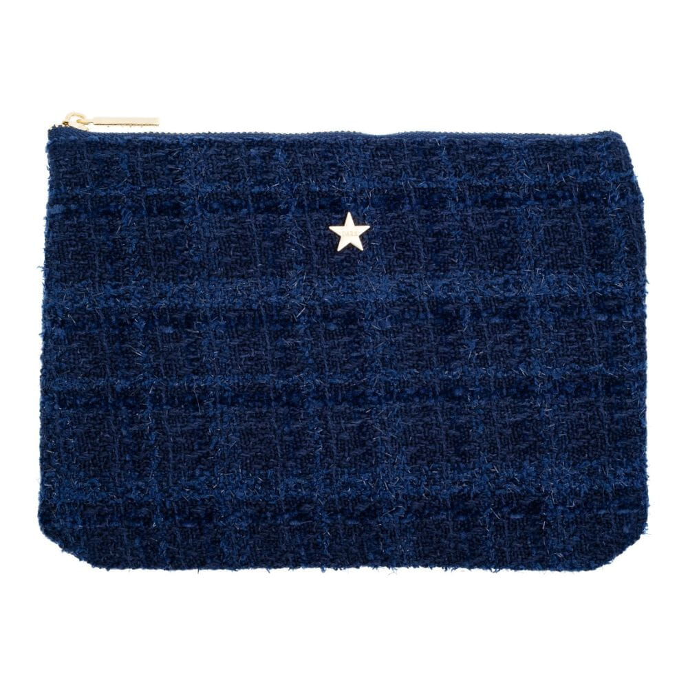 Dark Small Pouch Dark Navy Blue Tweed