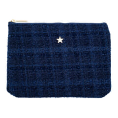 Dark Small Pouch Dark Navy Blue Tweed