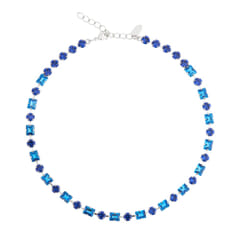 Diora Statement Necklace Rhodium Blue Combo