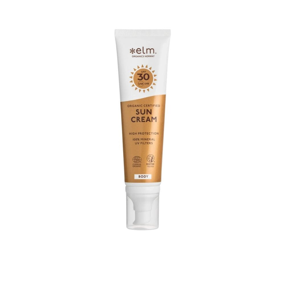 Elm Organics Sun Cream SPF 30 Body sol solkrem sommer solfaktor kropp og ansikt økologisk mineralbasert mineral lett konsistens 