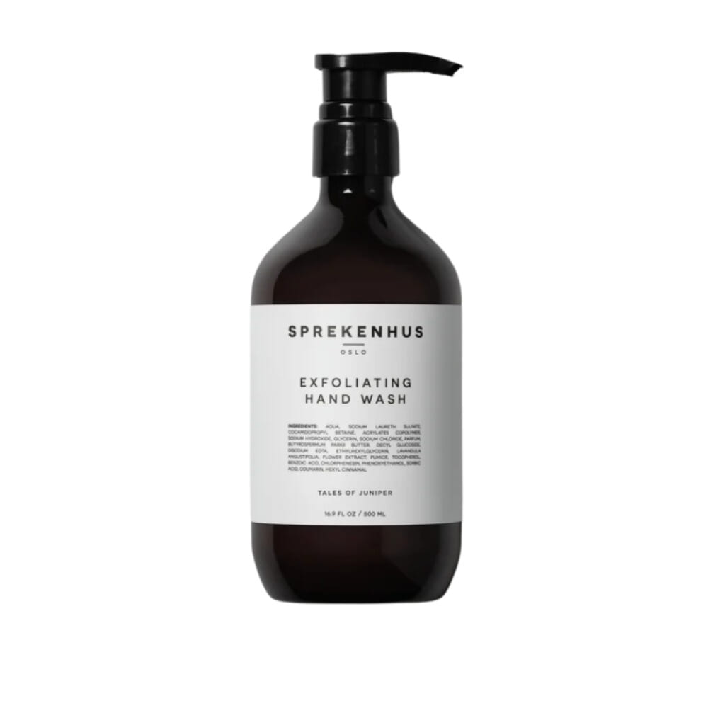 Sprekenhus Exfoliating hand wash large Tales of juniper eksfolierende håndsåpe lukter godt 