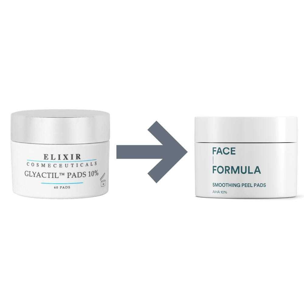 Face Formula Smoothing Peel Pads Elixir glyactil pads 10% ny forpakning rebranding 