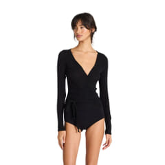 Gai+Lisva Anne Wool Wrap Top Black