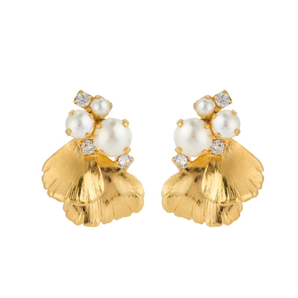 Lumi Earrings Gold Pearl/Crystal