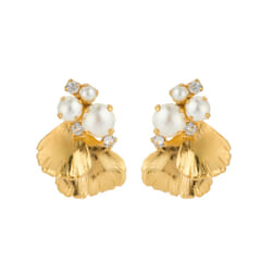 Lumi Earrings Gold Pearl/Crystal