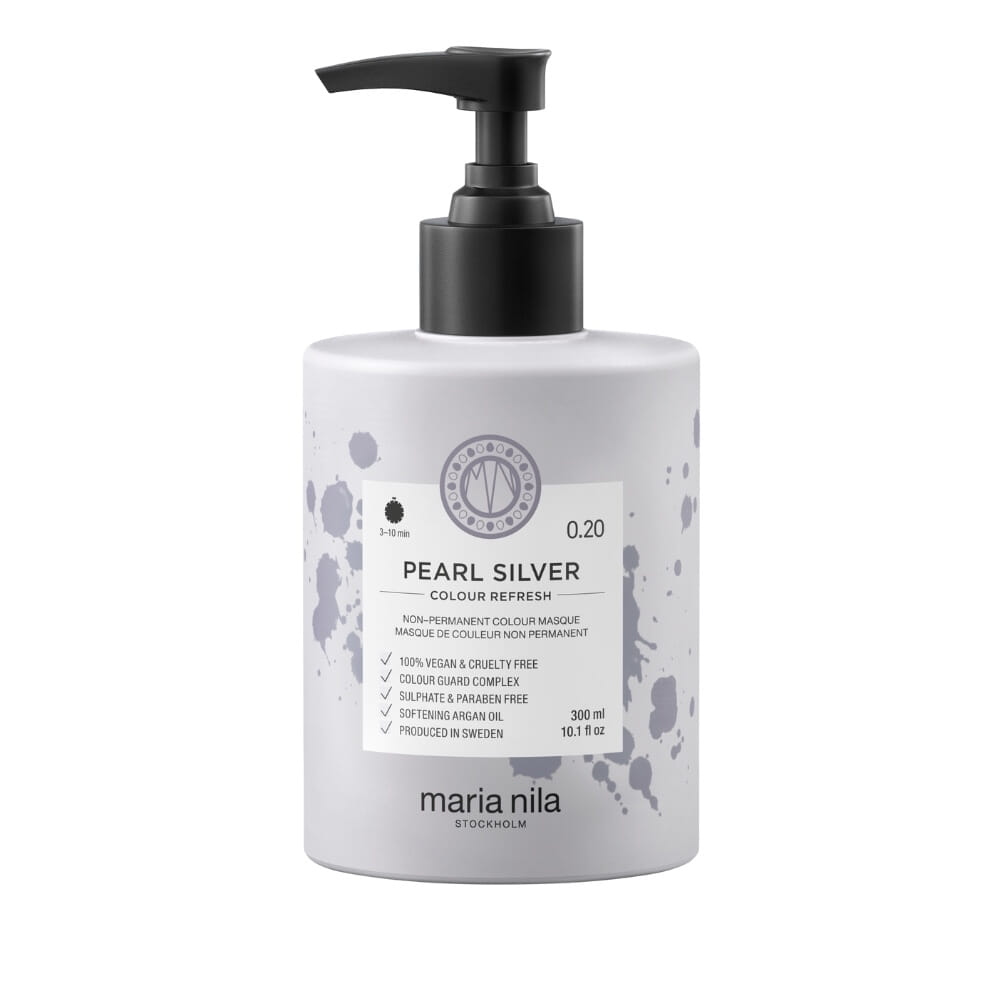 Maria Nila Color Refresh Pearl Silver 0.20 300 ml, kur, maske, balsam, farge, silver, lys, lilla, kall, fukt, glans, Oslo, Beths 