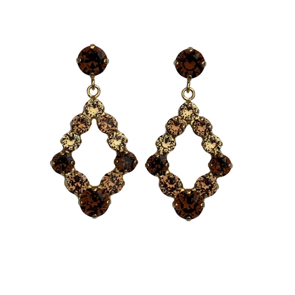 Caroline S Mini Delia Earrings Gold- Recreated Smoked Topaz Combo