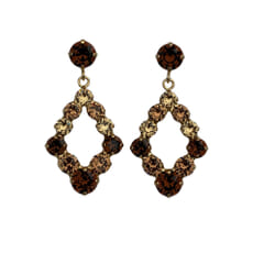 Caroline S Mini Delia Earrings Gold- Recreated Smoked Topaz Combo