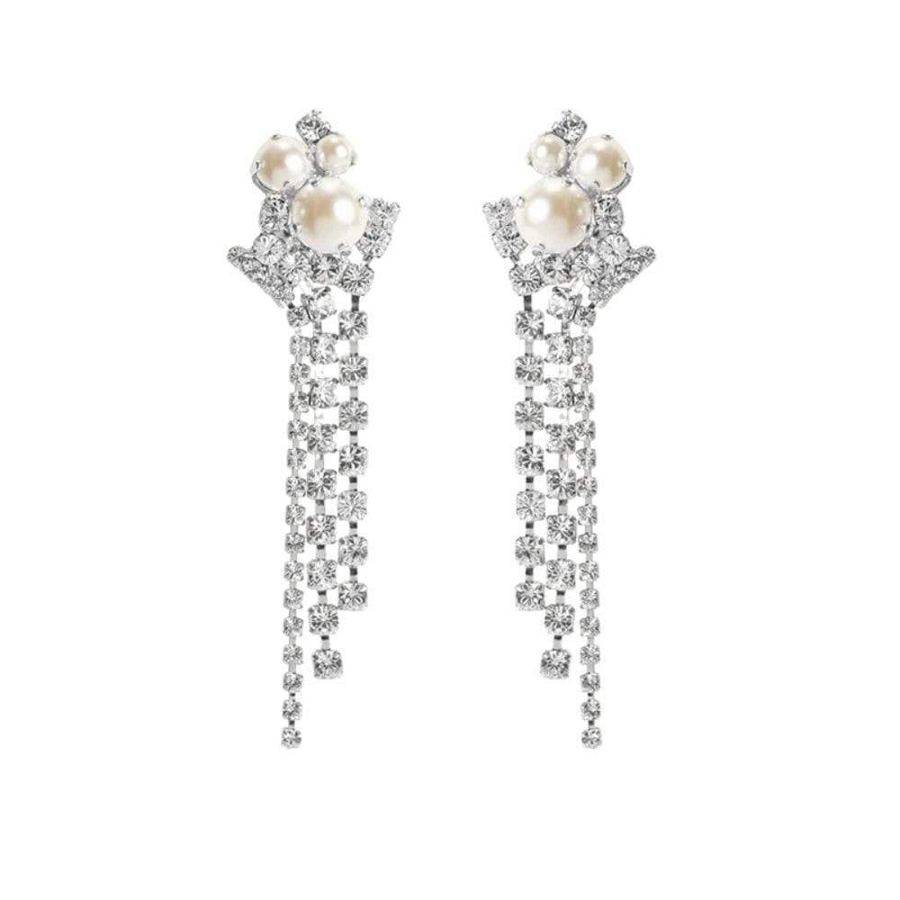 Caroline Svedbom Molly Statment Earrings Pearl/Crystal lange øredobber swarovski krystaller perler 