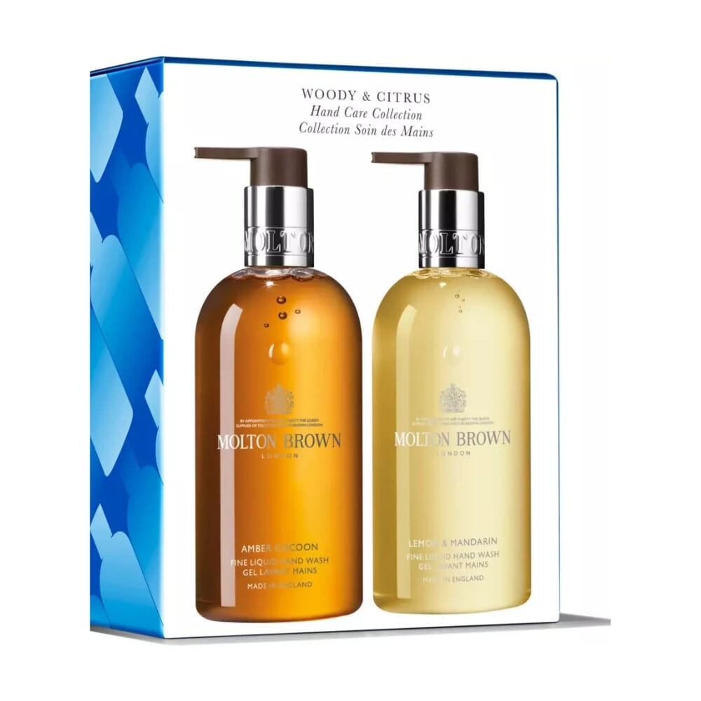 Molton Brown Woody and Citrus Hand Collection Amber Cocoon Lemon and Mandarin hånsåpe 