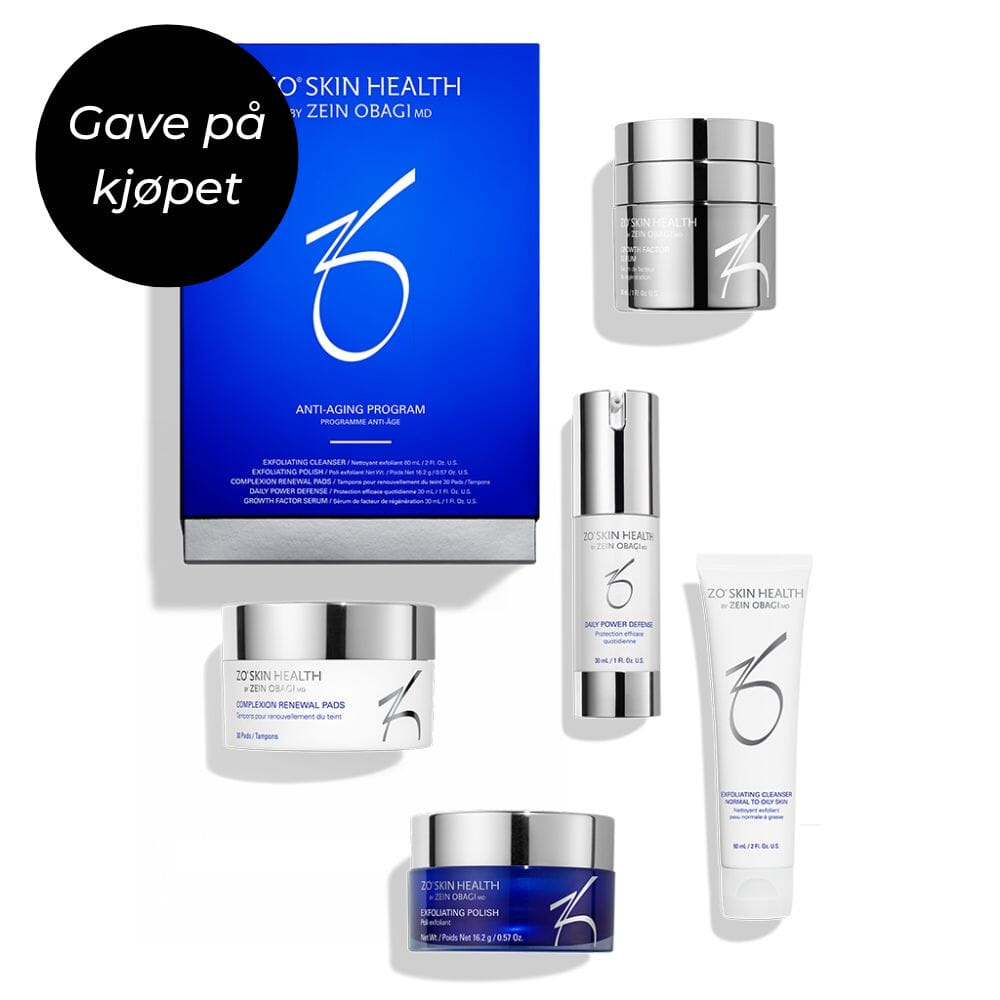 ZO Anti-Aging Program, antiage, hudaldring, forebygge, linjer og rynker, vekstfaktorer, hudpleie, hud, oslo, beths gave på kjøpet