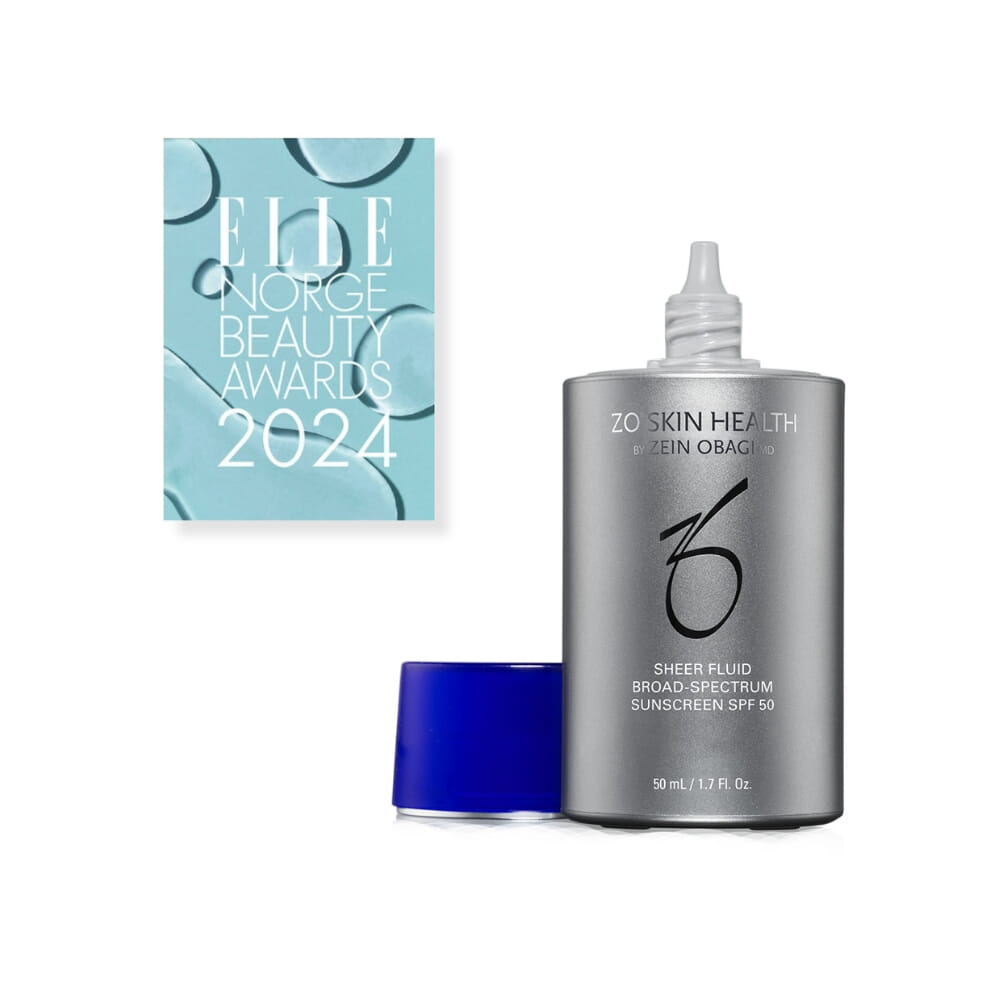ZO Sheer Fluid Broad-Spectrum Sunscreen SPF 50 IR-A UVA UVB HEV Blålys Blue Light Solkrem Oslo Hudpleie 